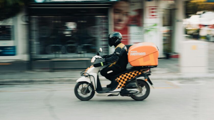 man riding on a motorbike