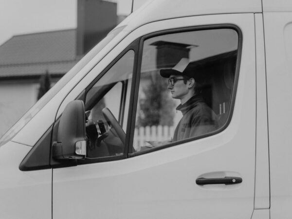 man driving a delivery van